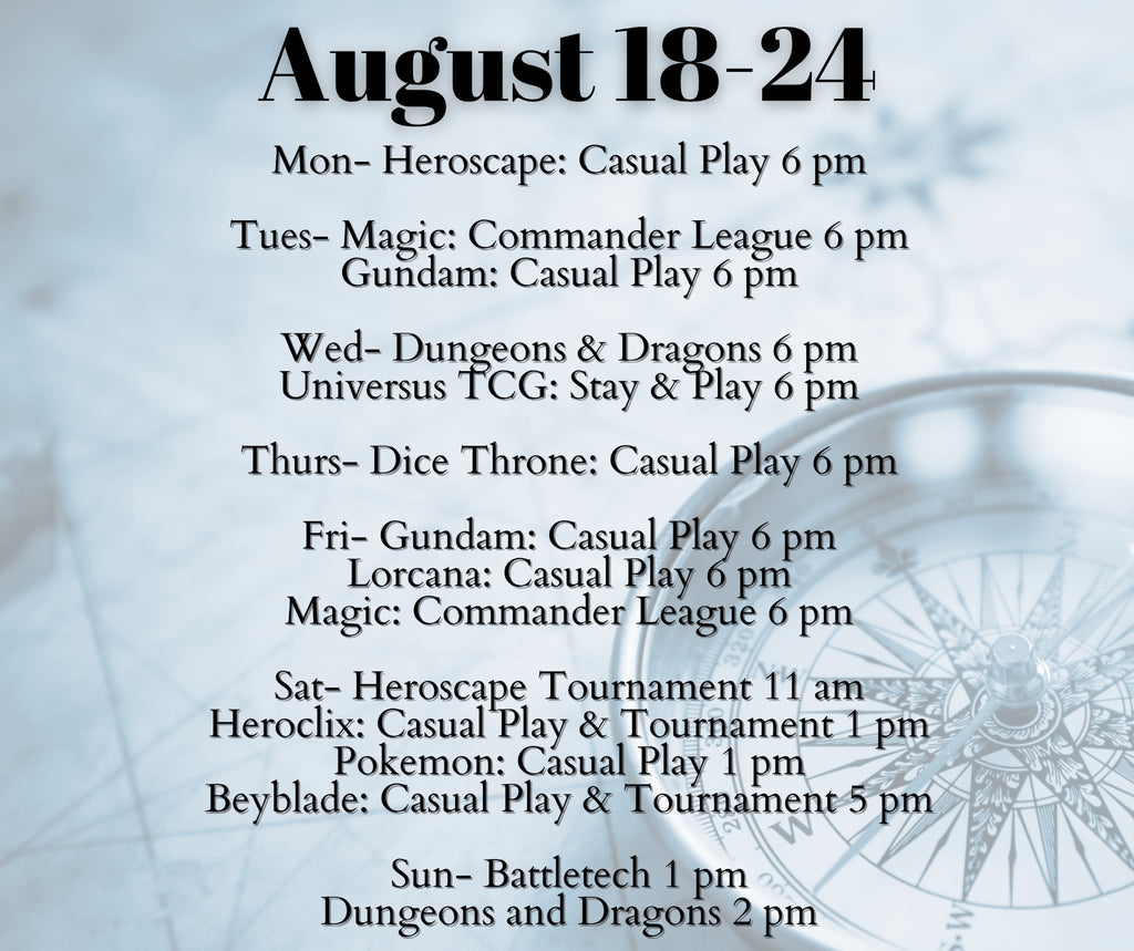 August 18-24 Store Events