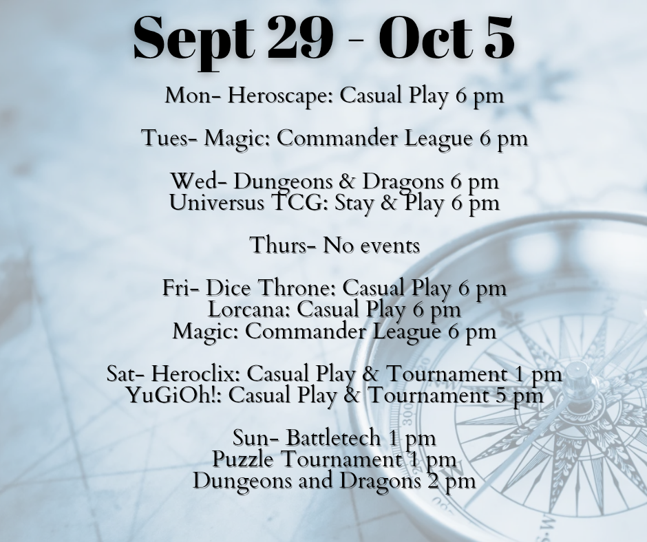 September 15-21 Store Events