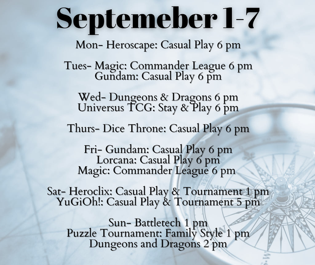September 1-7 Store Events
