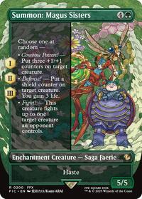 Magic: The Gathering Single - Commander: Final Fantasy - Summon: Magus Sisters (Borderless) - FOIL Rare/0200 - Lightly Played