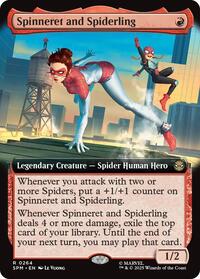 Magic: The Gathering Single - Marvel's Spider-Man - Spinneret and Spiderling (Extended Art) - Rare/0264 - Lightly Played