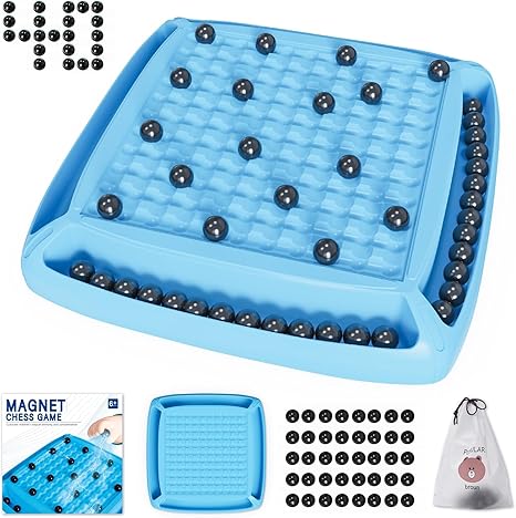 CONSIGNMENT - Magnet Chess Game, Magnetic Game Chess Set Ideal for Family and Friend Games Night 2-4 Players (Cyan)