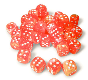 Chessex Dice - Festive: 12mm d6 Dahlia/white Dice Block (36 dice) - 27953