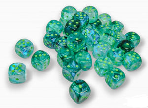 Chessex Dice - Borealis: 12mm d6 Kelp/light green Luminary Dice Block (36 dice) - 27995