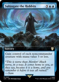 Magic: The Gathering Single - Commander: The Lord of the Rings: Tales of Middle-earth - Subjugate the Hobbits (Extended Art) - Rare/0107 - Lightly Played