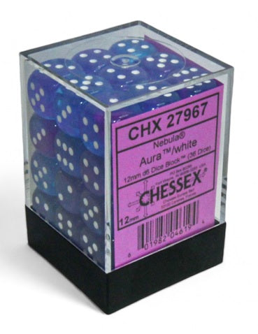 Chessex Dice - Nebula: 12mm d6 Nocturnal/blue Luminary Dice Block (36 dice) - 27957
