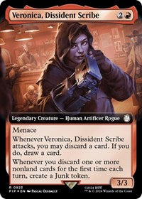 Magic: The Gathering Single - Universes Beyond: Fallout - Veronica, Dissident Scribe (Extended Art) (Surge Foil) - FOIL Rare/0923 Lightly Played