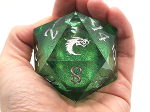 Old School Sharp Edged 55mm D20: Liquid Infused - Emerald Fury