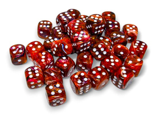 Chessex Dice - Festive: 12mm d6 Symphony/white Dice Block (36 dice) - 27943