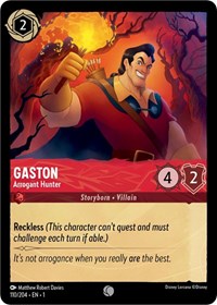 Disney Lorcana Single - First Chapter - Gaston, Arrogant Hunter  - FOIL Common/110 Lightly Played