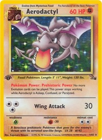 Pokemon Singles - Fossil Unlimited - Aerodactyl (1) - Holo Rare/001 - Lightly Played