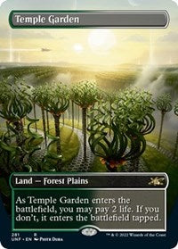 Magic: The Gathering - Unfinity - Temple Garden (Borderless) - FOIL Rare/281 - Lightly Played