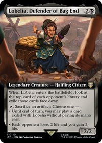 Magic: The Gathering Single - Commander: The Lord of the Rings: Tales of Middle-earth - Lobelia, Defender of Bag End (Extended Art) - Rare/0110 - Lightly Played
