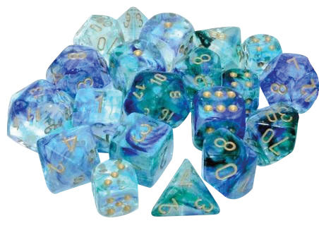Chessex Dice - Nebula: 12mm d6 Oceanic/gold Luminary Dice Block (36 dice) - 27956