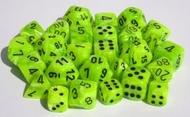 Chessex Dice - Vortex: 12mm D6 Bright Green/Black (36) 27830