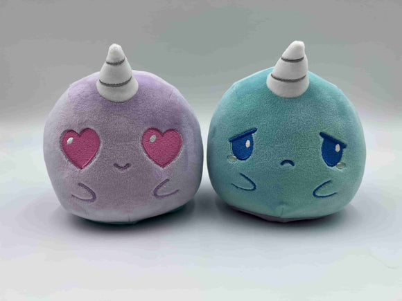 Plushiverse: Reversible Plushie 4in - Narwhal [Love + Sad] [Purple + Blue]
