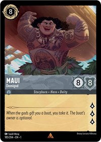 Disney Lorcana Single - First Chapter - Maui, Demigod - Rare/185 Lightly Played