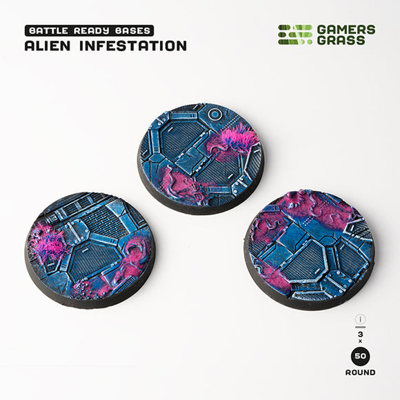 Battle Ready Bases: Alien Infestation- Round 50mm (x3)- Round 50mm (x3)