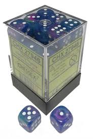 Chessex Dice - Dice Menagerie 10: 12mm D6 Festive Waterlily/White (36) - CHX 27946