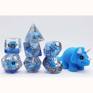 FOAM BRAIN GAMES: RPG DICE SET: BLUE TRICERATOPS