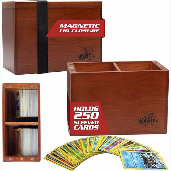 MONSTER WOODEN DOUBLE (250 CARDS) DECK BOX: CHERRY