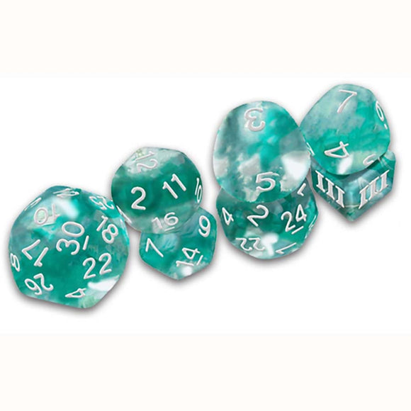 THRACIAN AZURE SWIRL DICE SET (DCC FUNKY 7CT)