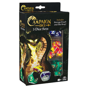 Campaign Dice - 3 Dice Sets, with Storage Pouch & Dice Tray