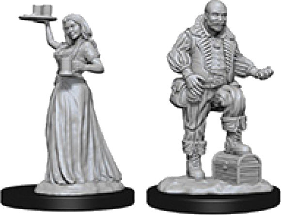 Pathfinder Deep Cuts Unpainted Miniatures: W3 Merchants (Serving Girl/Merchant)