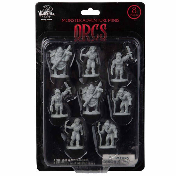 MONSTER ADVENTURE MINIS: UNPAINTED FIGURES: ORCS (8 PACK)