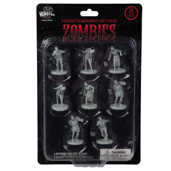 MONSTER ADVENTURE MINIS: UNPAINTED FIGURES: ZOMBIES (8 PACK)