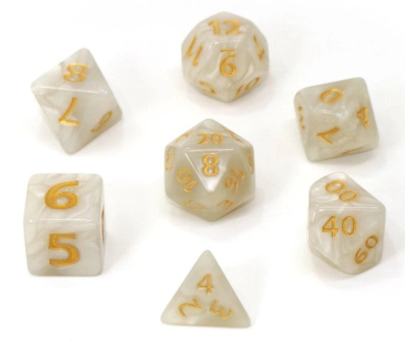 RPG Set - Mega Dice - Pearl Swirl w/ Gold