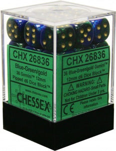 Gemini 3: 12mm D6 Blue-Green Gold/Black (36)