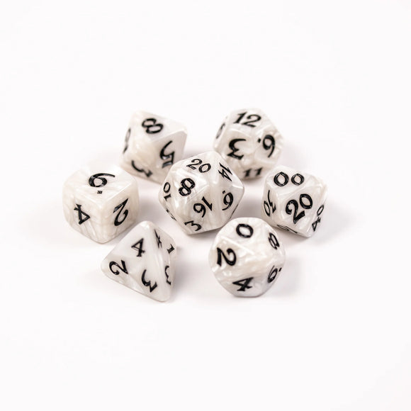 7 Piece RPG Set - Elessia Essentials - White with Black