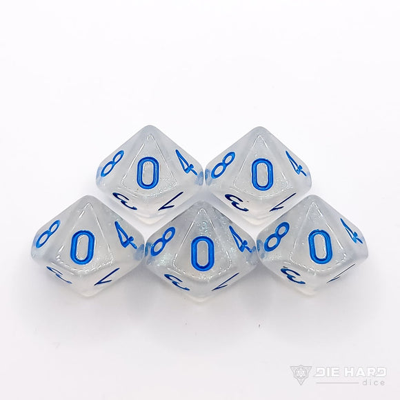 5 Piece d10 Set - Glacial Moonstone with Blue