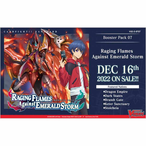 CARDFIGHT!! VANGUARD OVERDRESS: BOOSTER: BT07 RAGING FLAMES AGAINST EMERALD STORM (16CT)