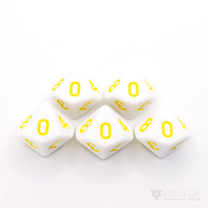 5 Piece d10 Set - White with Pastel Yellow