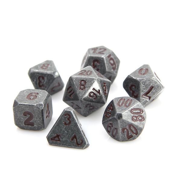 7 Piece RPG Set - Forge Raw Steel with Dark Red