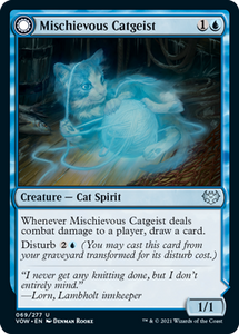 Magic: The Gathering - Innistrad: Crimson Vow - Mischievous Catgeist Uncommon/069 Lightly Played