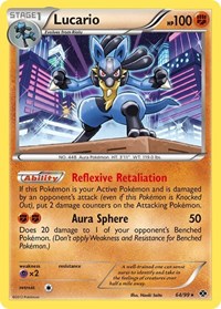 Pokemon Singles - Next Destinies - Lucario FOIL Holo Rare/64 Lightly Played