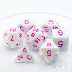 7 Piece RPG Set-White With Pastel Magenta Die Hard Dice