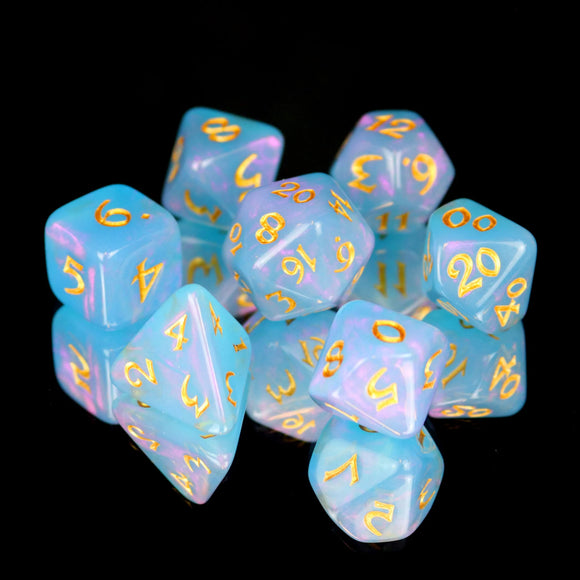 7 Piece RPG Set - Elessia Moonstone Rumara with Gold