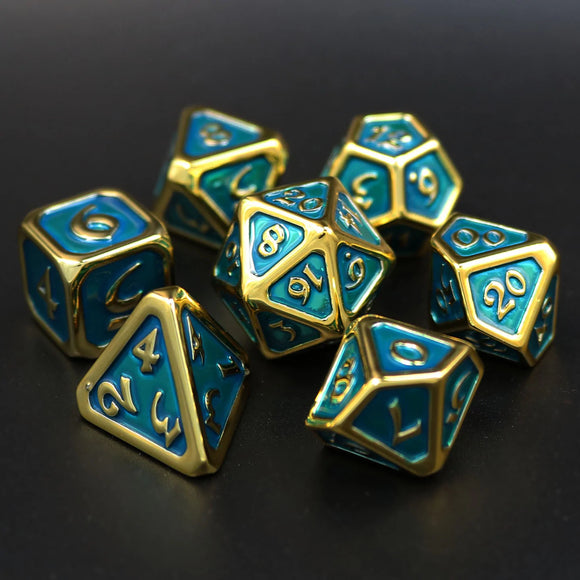 7 Piece RPG Set - Polychrome Diaglyph Auric Aquamarine