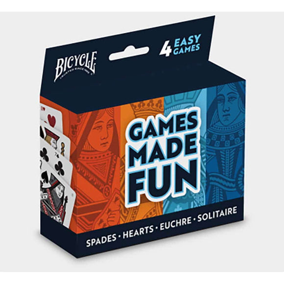 BICYCLE PLAYING CARDS: FOUR GAME PACK (HEARTS SPADES EUCHRE AND SOLITAIRE)