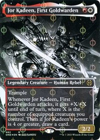Magic: The Gathering Single - Phyrexia: All Will Be One - Jor Kadeen, First Goldwarden (Borderless) (Step-and-Compleat Foil) - Rare/462 Lightly Played