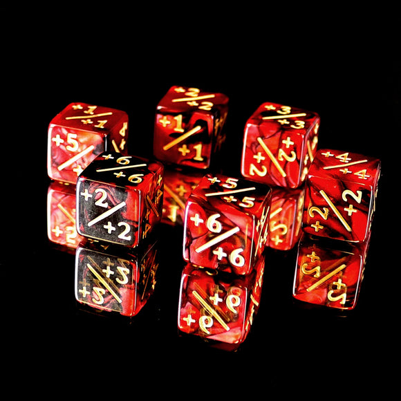 Positive 6 Piece Counter Set - Red Black for MTG