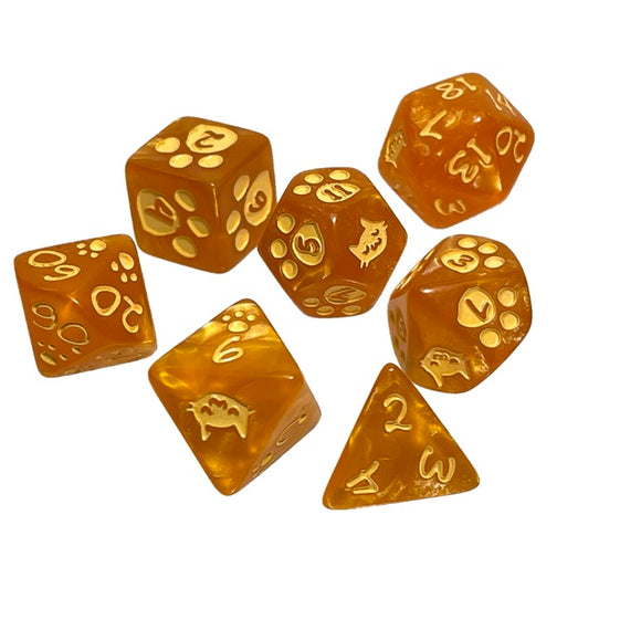 Polyhedral Dice Set (7): Kitten - Orange
