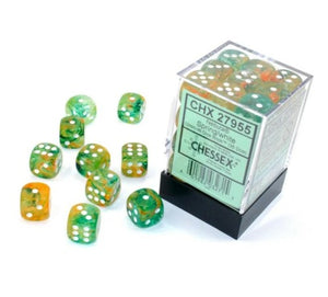 Nebula: 16mm d6 Spring/white Luminary Dice Block (12 dice)