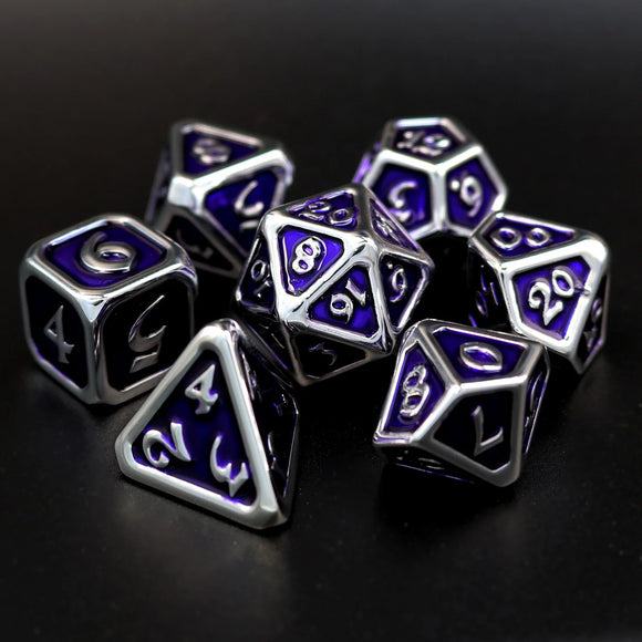 7 Piece RPG Set - Polychrome Diaglyph Argent Amethyst