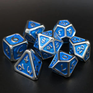 7 Piece RPG Set - Polychrome Diaglyph Argent Aquamarine