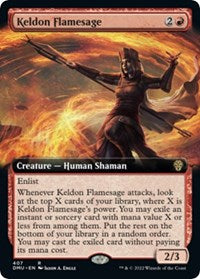 Magic: The Gathering Single - Dominaria United - Keldon Flamesage (Extended Art) - FOIL Rare/407 Lightly Played